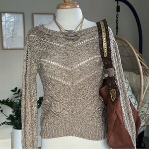 Cynthia Rowley Metallic Cowl Neck Knit Sweater Size S
